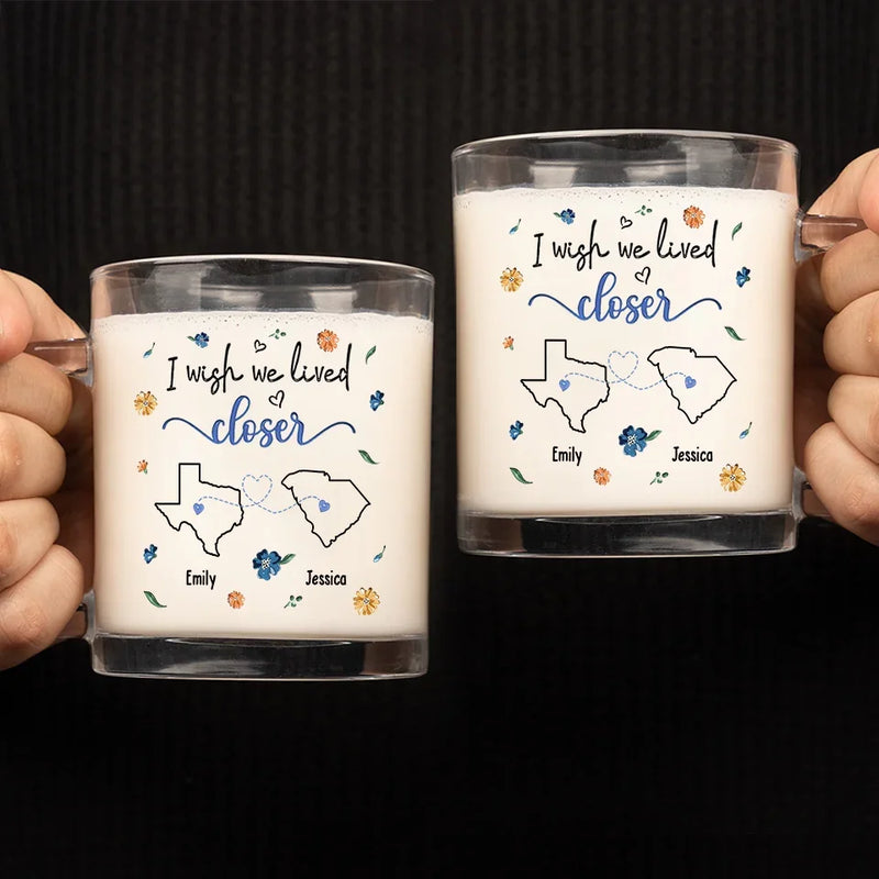 Custom Name Long Distance Couple Gifts - Personalized Glass Mug