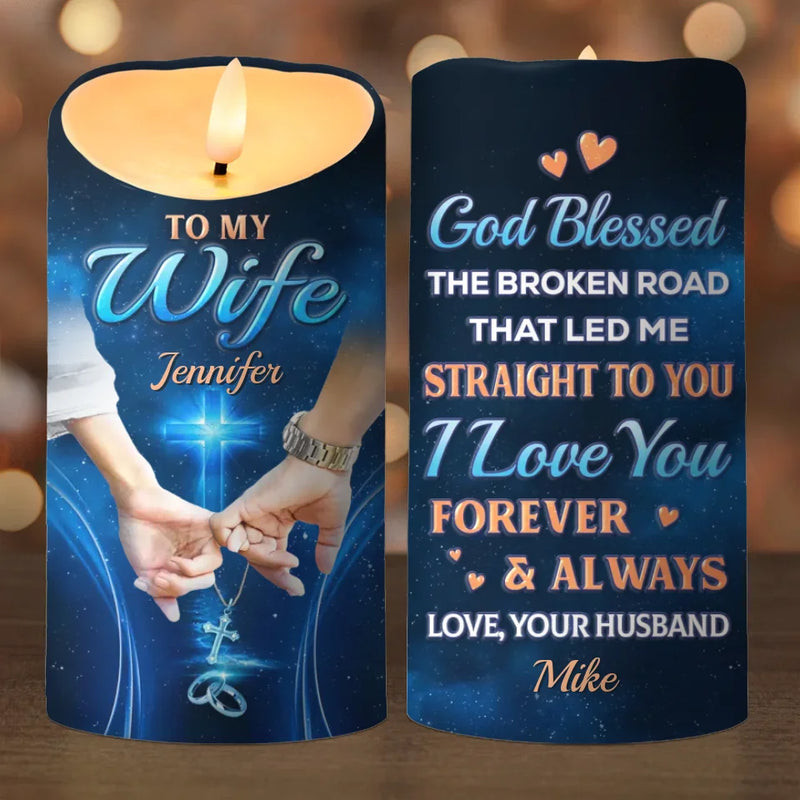 I Love You Forever And Always - Couple Personalized Custom LED Candle - Christmas Gift For Husband Wife, Anniversary