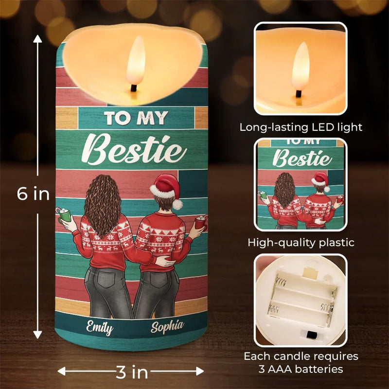 Custom Name Christmas Gifts for Bestie - Personalized LED Candle
