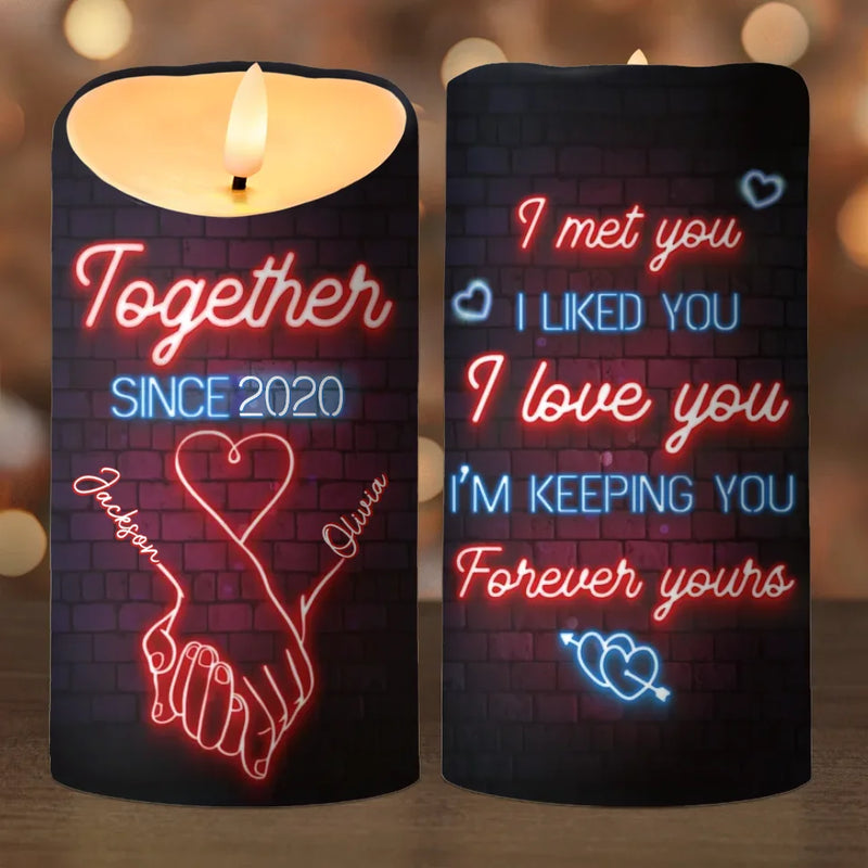 Custom Name Anniversary Gifts for Couples - Personalized LED Candle