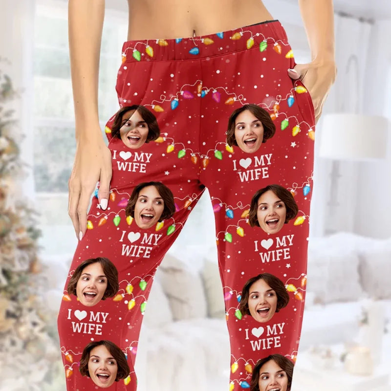 Custom Wife Photo Christmas Gifts for Husbands - Personalized Lounge & Sweatpants