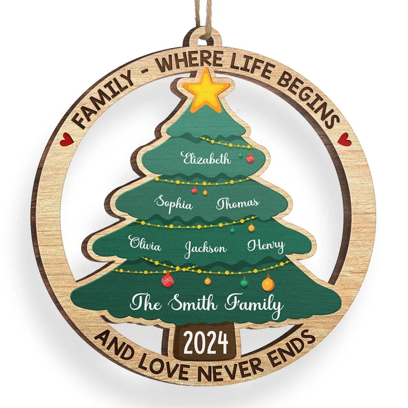 A Family Is The Sparkle On The Christmas Tree Of Life - Family Personalized Custom Ornament - Wood Custom Shaped - Christmas Gift For Family Members
