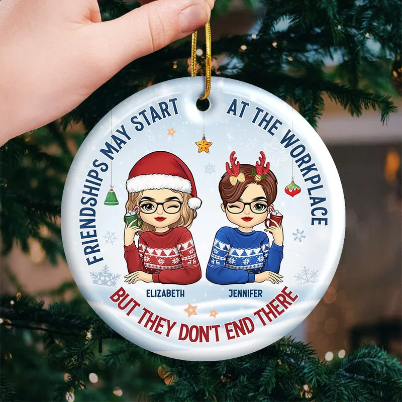 The Fun And Laughter Made Us Friends - Bestie Personalized Custom Ornament - Ceramic Round Shaped - Christmas Gift For Best Friends, BFF, Sisters