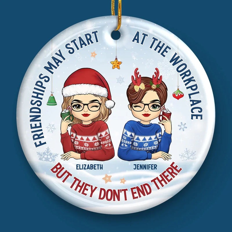 The Fun And Laughter Made Us Friends - Bestie Personalized Custom Ornament - Ceramic Round Shaped - Christmas Gift For Best Friends, BFF, Sisters