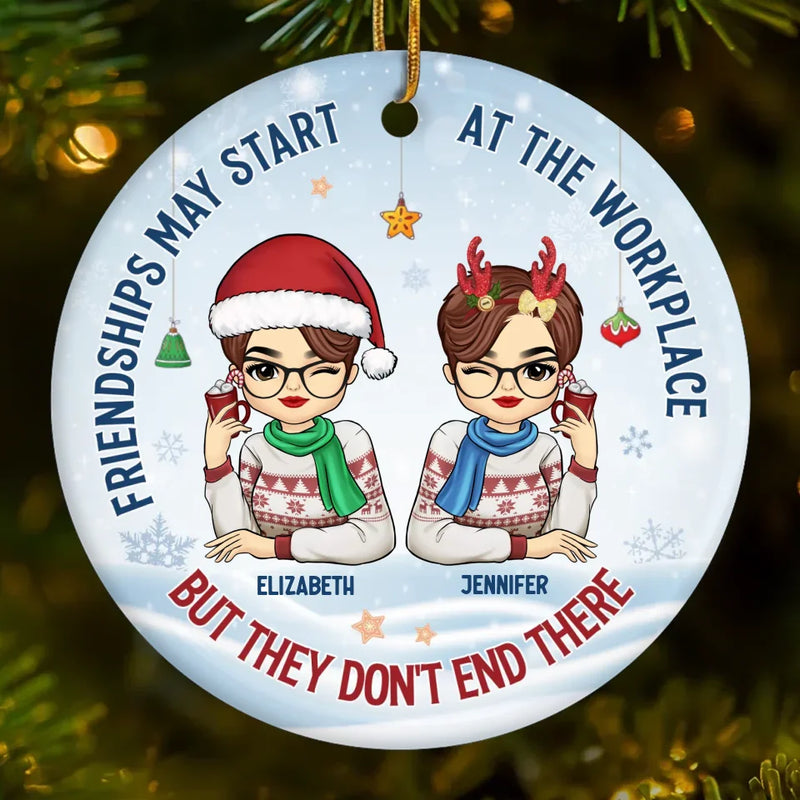 The Fun And Laughter Made Us Friends - Bestie Personalized Custom Ornament - Ceramic Round Shaped - Christmas Gift For Best Friends, BFF, Sisters