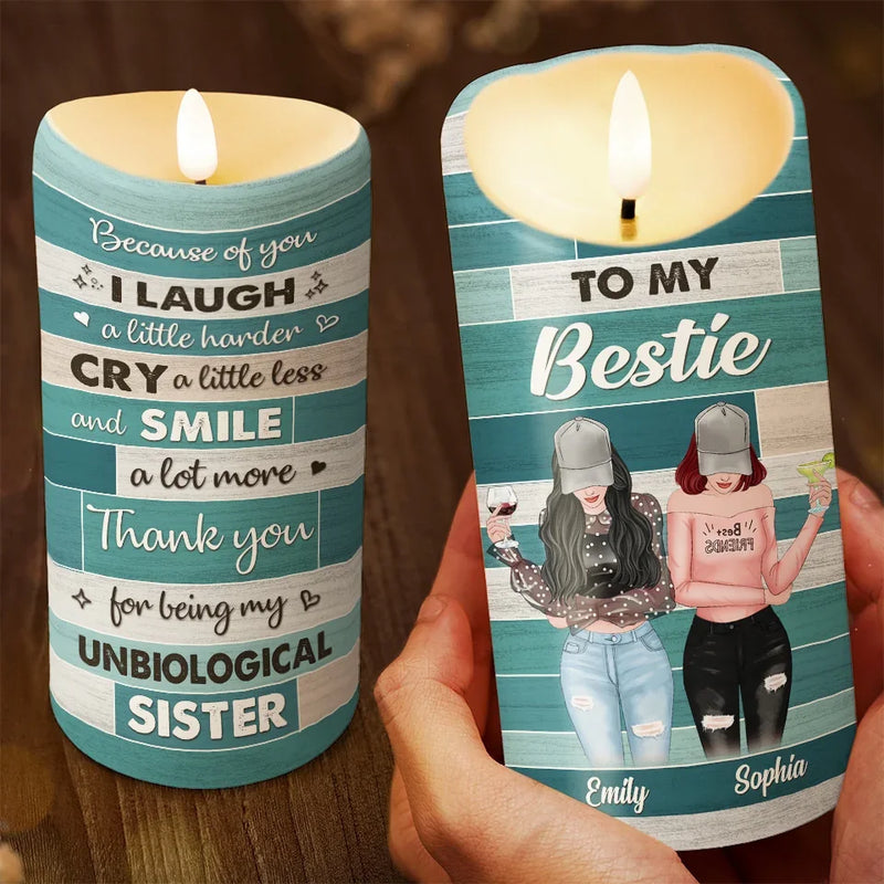 Custom Name Bestie Gifts for Unbiological Sister - Personalized LED Candle