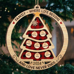 Custom Name Buffalo Plaid Family Tree Christmas Gifts - Personalized Ornament