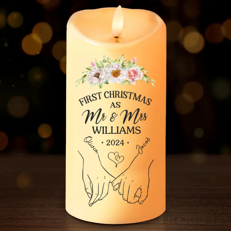 Our First Christmas Together - Couple Personalized Custom LED Candle - Christmas Gift For Husband Wife, Anniversary, First Christmas