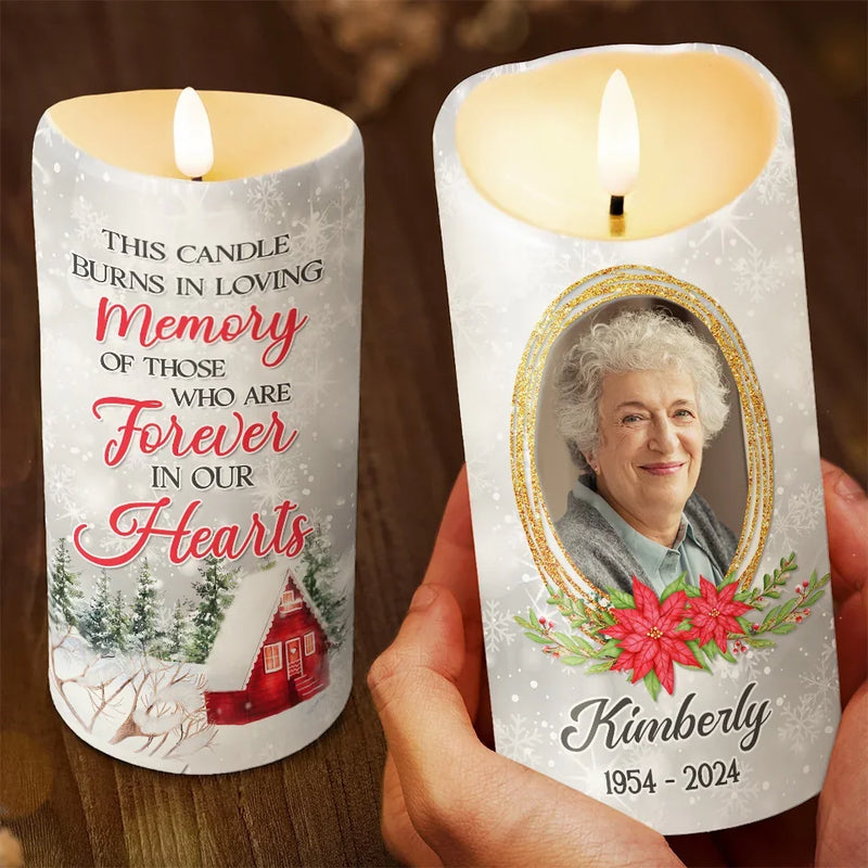 Custom Photo Always In Our Hearts - Memorial Personalized Custom LED Candle - Sympathy Gift, Christmas Gift For Family Members