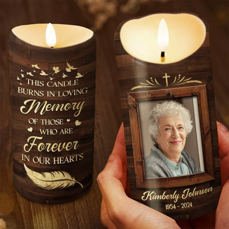 Custom Photo There Are No Goodbyes For Us - Memorial Personalized Custom LED Candle - Sympathy Gift, Christmas Gift For Family Members