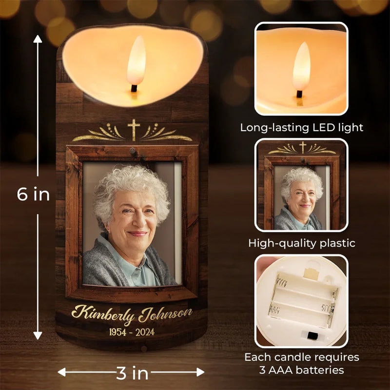 Custom Photo There Are No Goodbyes For Us - Memorial Personalized Custom LED Candle - Sympathy Gift, Christmas Gift For Family Members