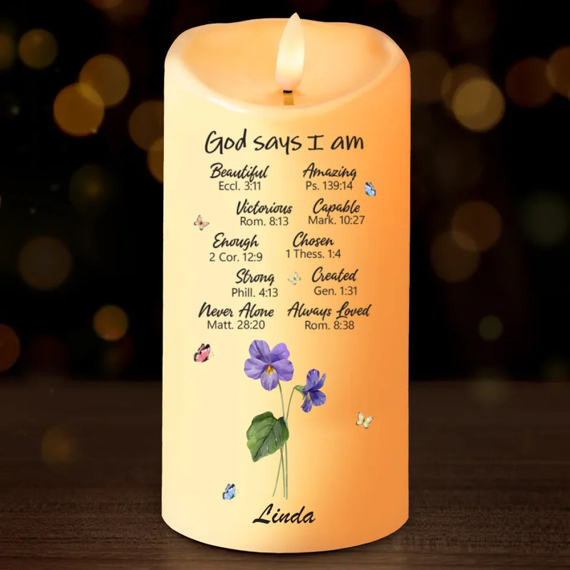 Custom Name Christian Affirmation Decor - Personalized LED Candle