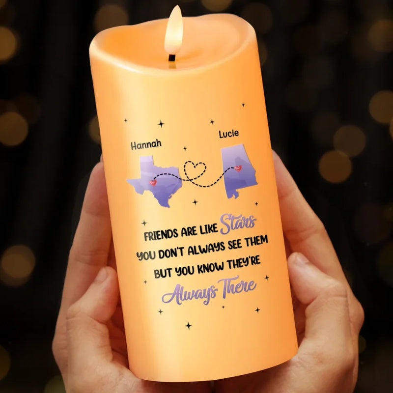 Friends Are Like Stars - Bestie Personalized Custom LED Candle - Christmas Gift For Best Friends, BFF, Sisters
