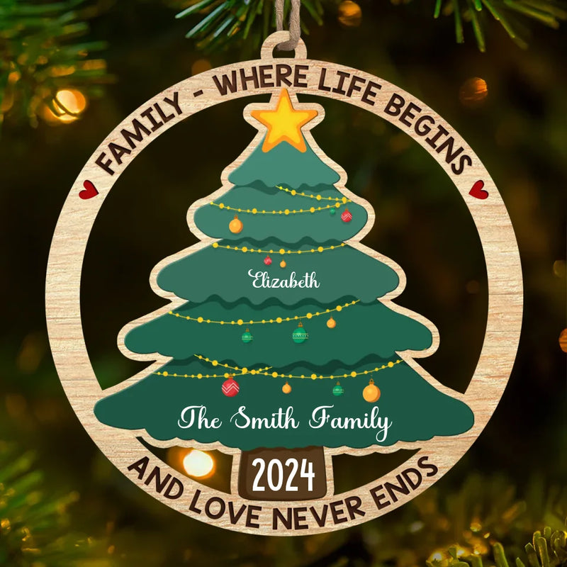 A Family Is The Sparkle On The Christmas Tree Of Life - Family Personalized Custom Ornament - Wood Custom Shaped - Christmas Gift For Family Members