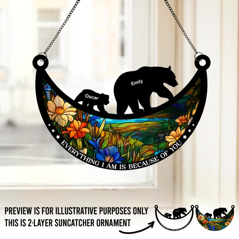 Custom Name Bear Family Gifts - Personalized Suncatcher Ornament