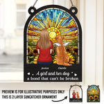 Custom Name Girl and Her Dog Memorial Gifts - Personalized Suncatcher Ornament