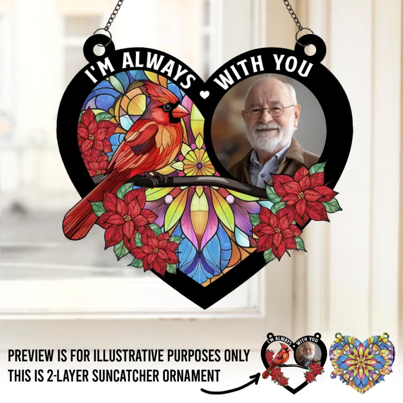 Custom Photo Cardinal Memorial Gifts - Personalized Suncatcher Ornament