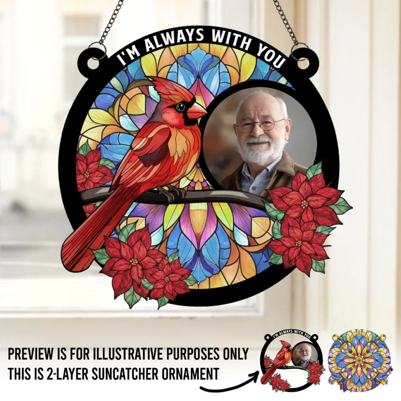 Custom Photo I'm Always With You - Memorial Personalized Window Hanging Suncatcher - Sympathy Gift For Family Members