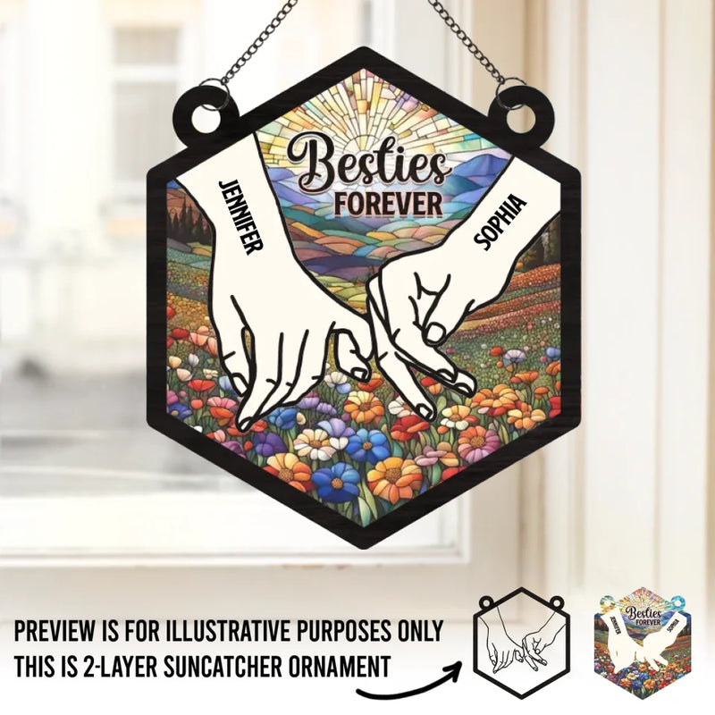 Custom Name Best Friends Gifts - Personalized Suncatcher Ornament