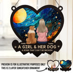 Custom Name Girl and Her Dog Gifts - Personalized Suncatcher Ornament