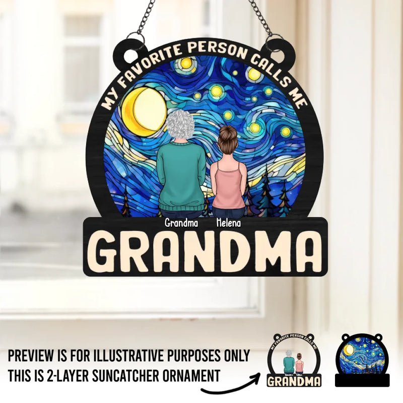 Custom Name Grandma Family Gifts - Personalized Suncatcher Ornament