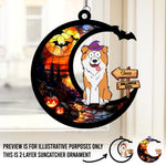 Custom Name Halloween Witch Dog Gifts for Dog Lovers - Personalized Suncatcher Ornament