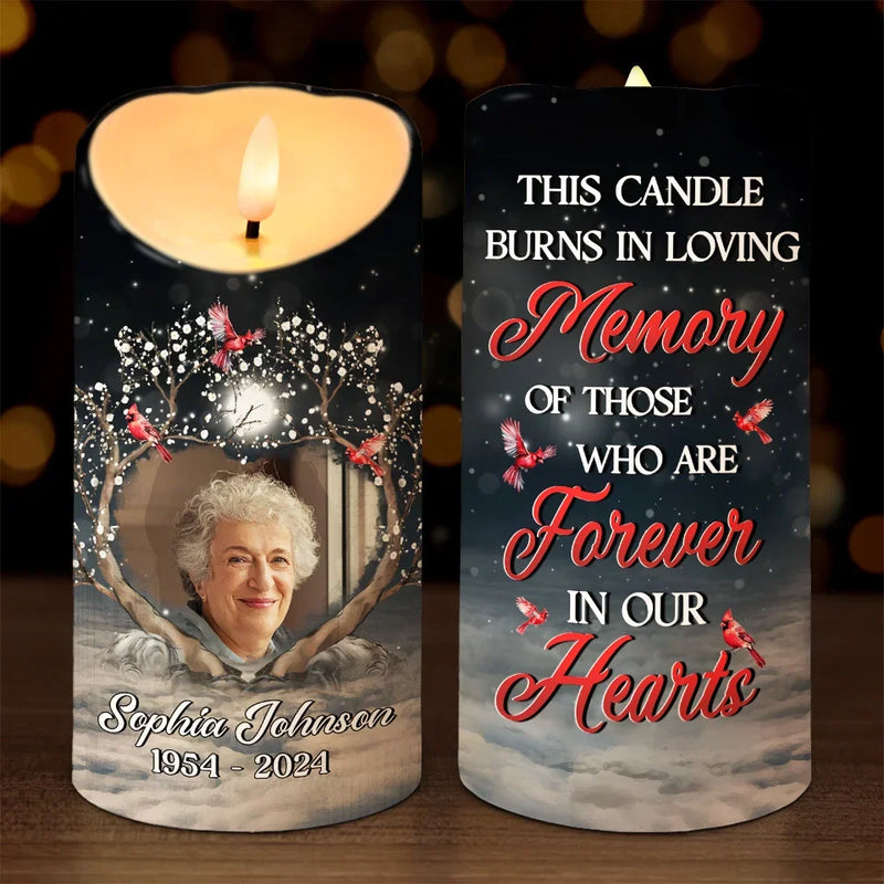 Custom Photo In Loving Memory, Forever Missed - Memorial Personalized Custom LED Candle - Sympathy Gift, Christmas Gift For Family Members