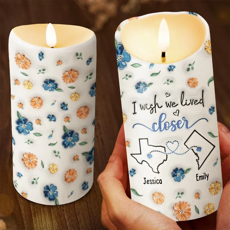 Distance Means So Little When Someone Means So Much - Bestie Personalized Custom 3D Inflated Effect Printed LED Candle - Christmas Gift For Best Friends, BFF, Sisters