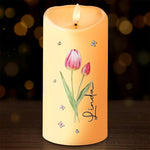 Spring Tulip Floral Decor - LED Candle