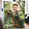 Custom Photo Roar Like A Dinosaur - Family Personalized Custom Blanket - Gift For Kids