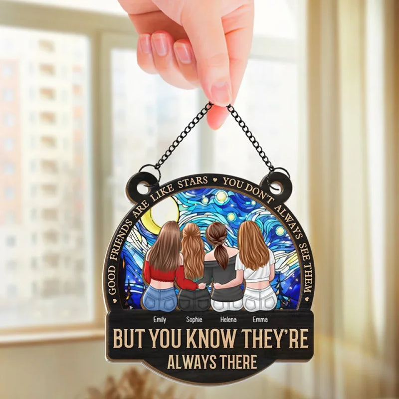 Our Friendship Knows No Distance - Bestie Personalized Window Hanging Suncatcher Ornament - Gift For Best Friends, BFF, Sisters