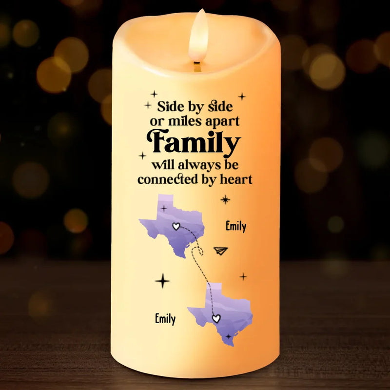 Far Apart, But Close At Heart - Family Personalized Custom LED Candle - Christmas Gift For Family Members