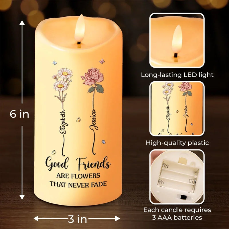 If Friendship Were A Garden, You’d Be My Favorite Flower - Bestie Personalized Custom LED Candle - Christmas Gift For Best Friends, BFF, Sisters