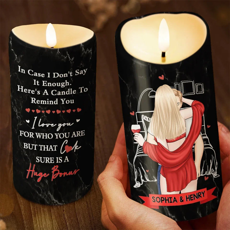 When Lips Meet, Hearts Speak - Couple Personalized Custom LED Candle - Christmas Gift For Husband Wife, Anniversary