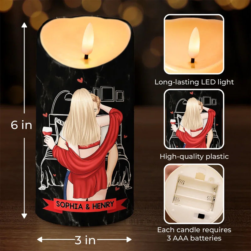 When Lips Meet, Hearts Speak - Couple Personalized Custom LED Candle - Christmas Gift For Husband Wife, Anniversary