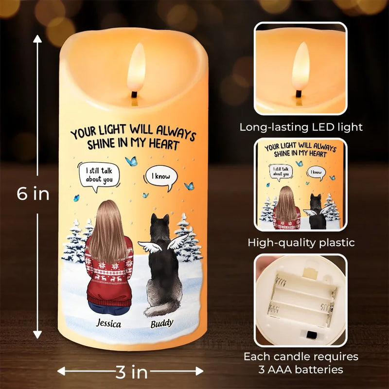 Custom Name Pet Memorial Gifts for Dog Lovers - Personalized LED Candle