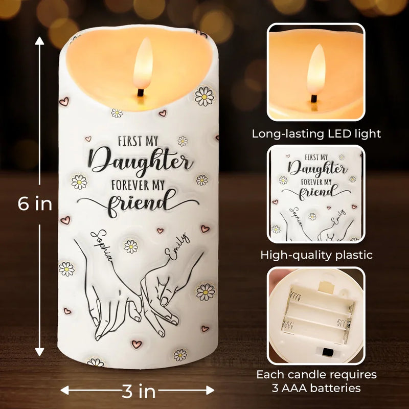 Friendship Is Holding Hands Without Letting Go - Bestie Personalized Custom 3D Inflated Effect Printed LED Candle - Christmas Gift For Best Friends, BFF, Sisters