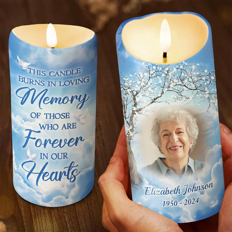 Custom Photo This Light Is For Those We Remember - Memorial Personalized Custom LED Candle - Sympathy Gift, Christmas Gift For Family Members