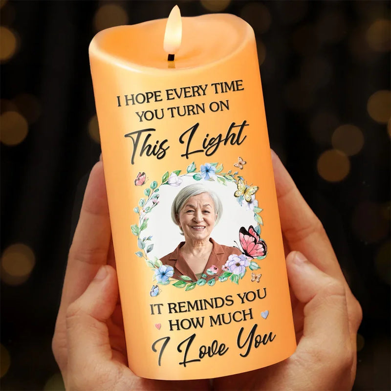 Custom Photo It Reminds You How Much I Love You - Memorial Personalized Custom LED Candle - Sympathy Gift, Christmas Gift For Family Members