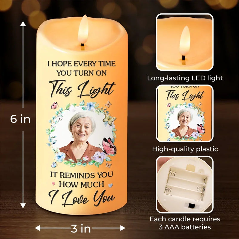Custom Photo It Reminds You How Much I Love You - Memorial Personalized Custom LED Candle - Sympathy Gift, Christmas Gift For Family Members