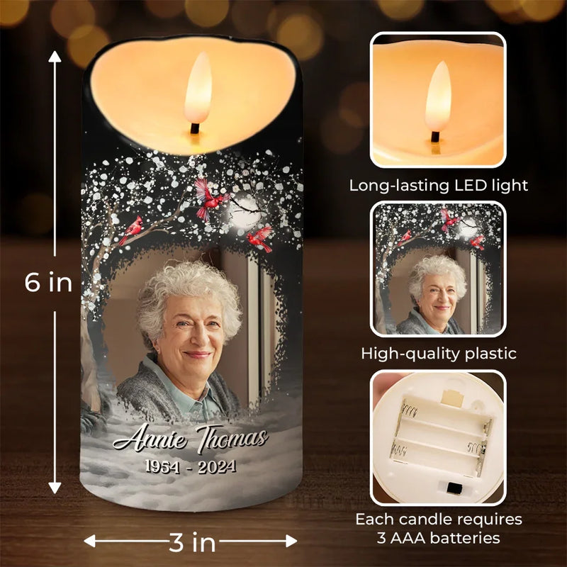 Custom Photo Forever Remembered, Always Loved - Memorial Personalized Custom LED Candle - Sympathy Gift, Christmas Gift For Family Members