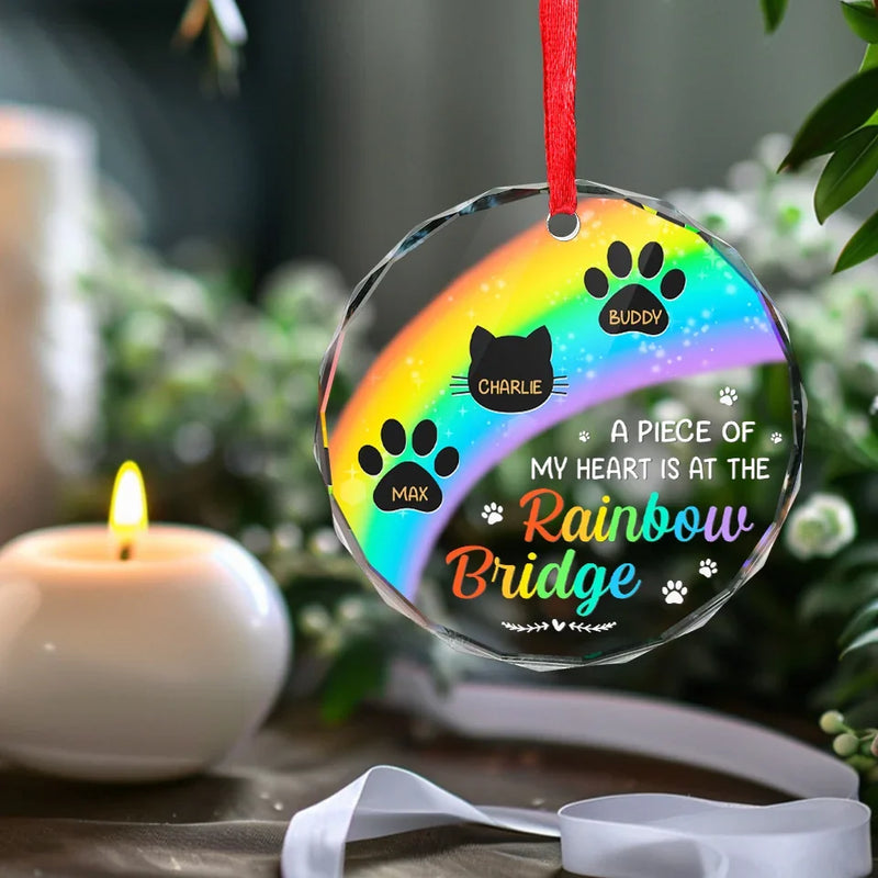 Cherished Moments, Everlasting Love - Memorial Personalized Custom Circle Glass Ornament - Christmas Gift, Sympathy Gift For Pet Owners, Pet Lovers