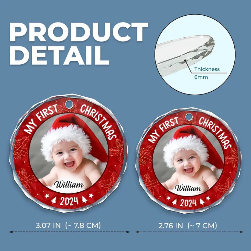 Custom Photo Our Little One Is The Greatest Gift We Could Ever Receive - Family Personalized Custom Circle Glass Ornament - Christmas Gift For Baby Kids, Newborn Baby, First Christmas