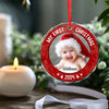 Custom Photo Our Little One Is The Greatest Gift We Could Ever Receive - Family Personalized Custom Circle Glass Ornament - Christmas Gift For Baby Kids, Newborn Baby, First Christmas