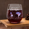 Never Too Far To Drink Together - Bestie Personalized Custom Wine Glass - Gift For Best Friends, BFF, Sisters