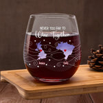 Custom Name Long Distance Couple Gifts - Personalized Wine Glass