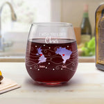 Custom Name Long Distance Couple Gifts - Personalized Wine Glass