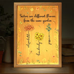 Custom Name Sister Flower Gifts - Personalized Frame Light Box