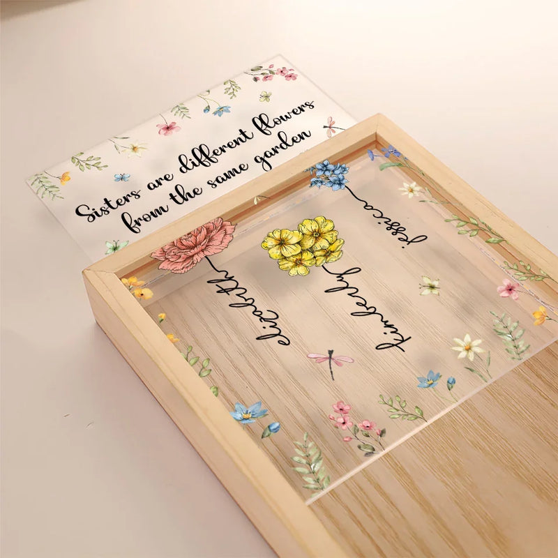 Custom Name Sister Flower Gifts - Personalized Frame Light Box