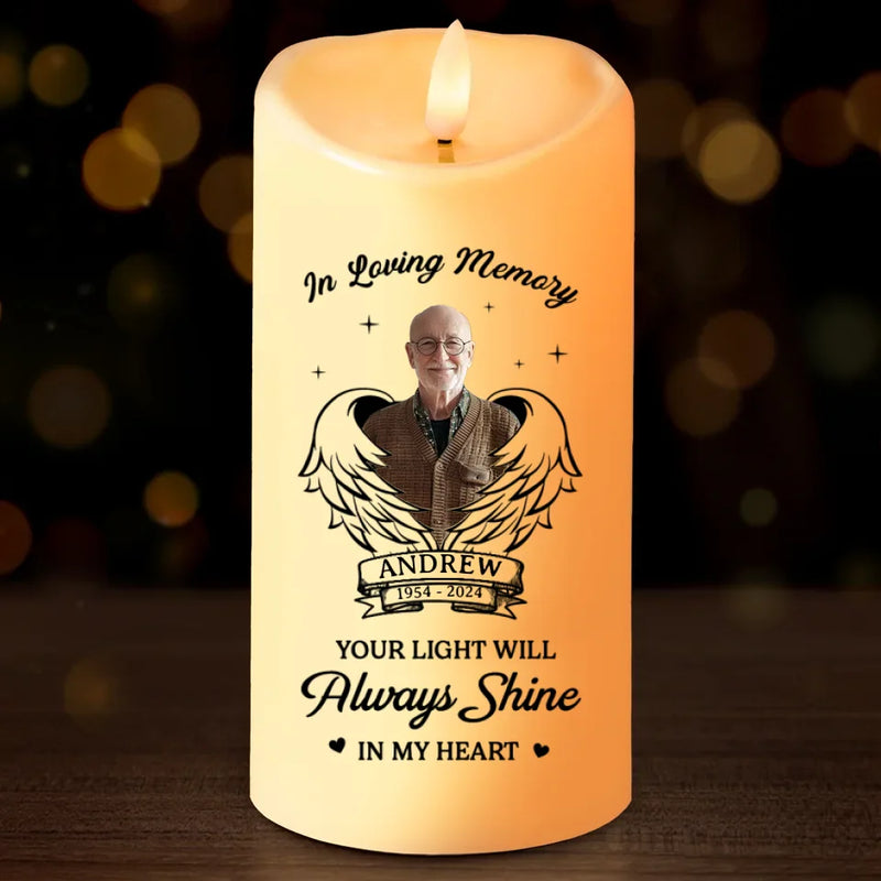Custom Photo Your Wings Were Ready But My Heart Was Not - Memorial Personalized Custom LED Candle - Sympathy Gift, Christmas Gift For Family Members